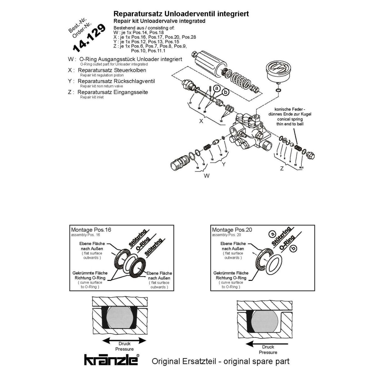 14129 - Repair Kit Regulation Piston with Shuttle +amp Spring