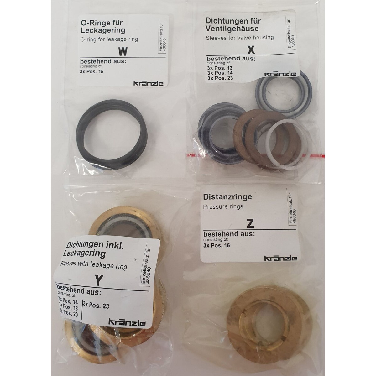 486040 - Repair Kit Water Seals for RP Pump 20mm with Brass Parts