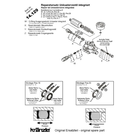 14129 - Repair Kit Regulation Piston with Shuttle +amp Spring