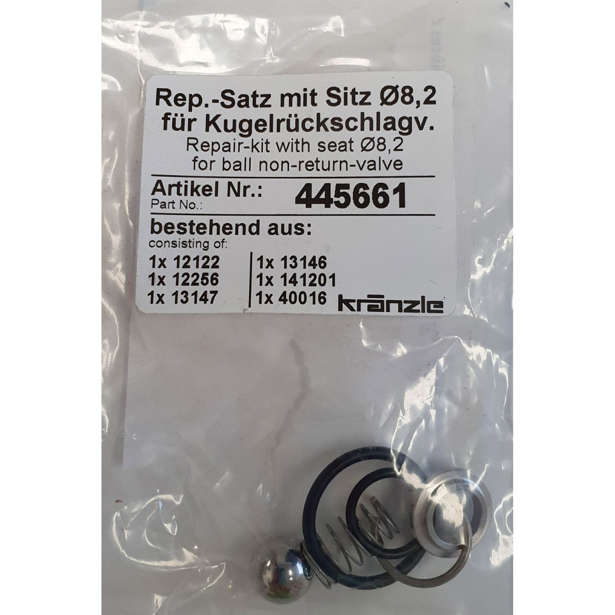 445661 - Repair Kit with Seat 8.2mm for Ball Non-Return Valve