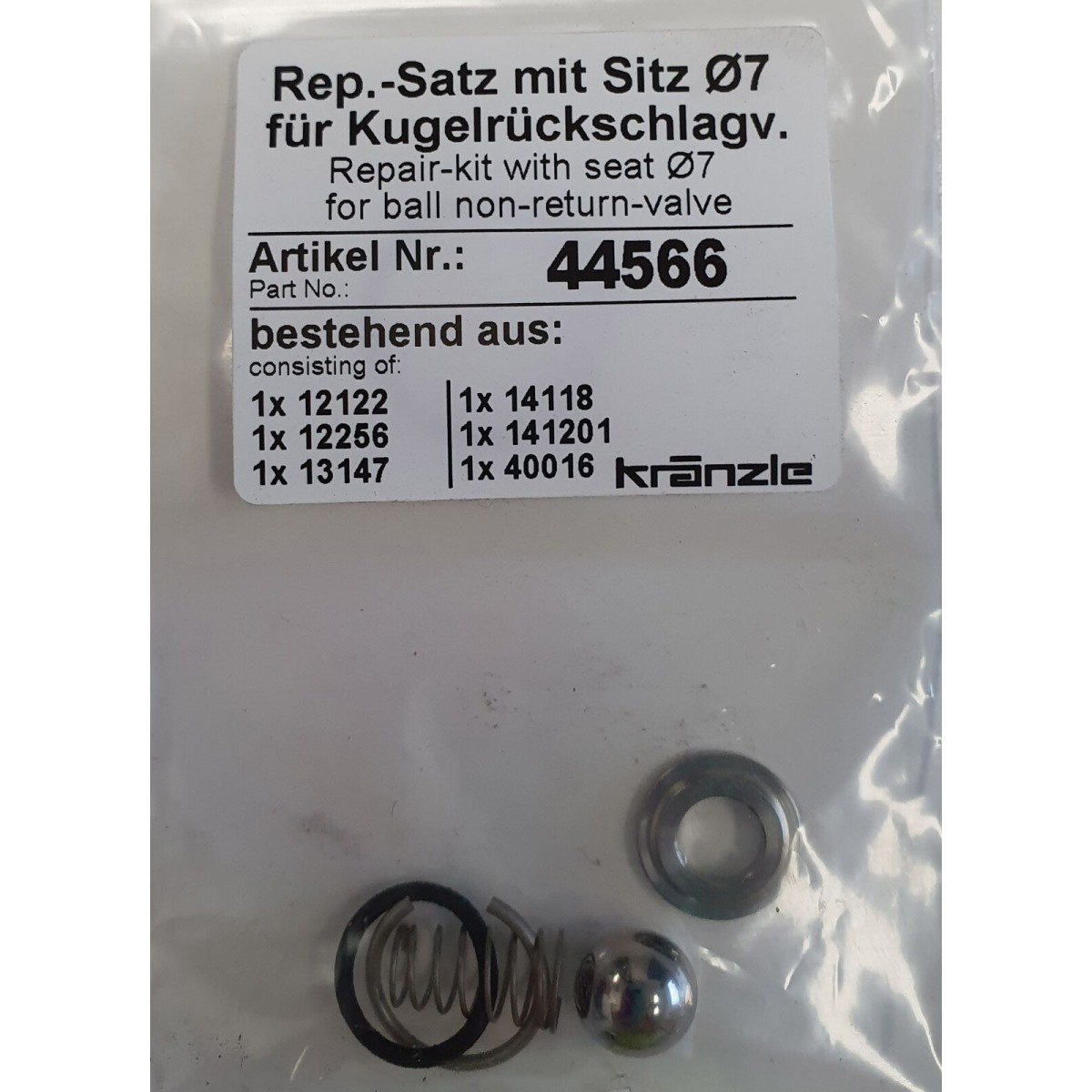 44566 - Repair Kit with Seat 7mm for Ball Non-Return Valve