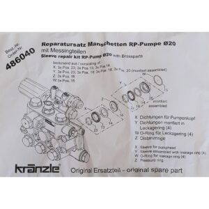 486040 - Repair Kit Water Seals for RP Pump 20mm with Brass Parts