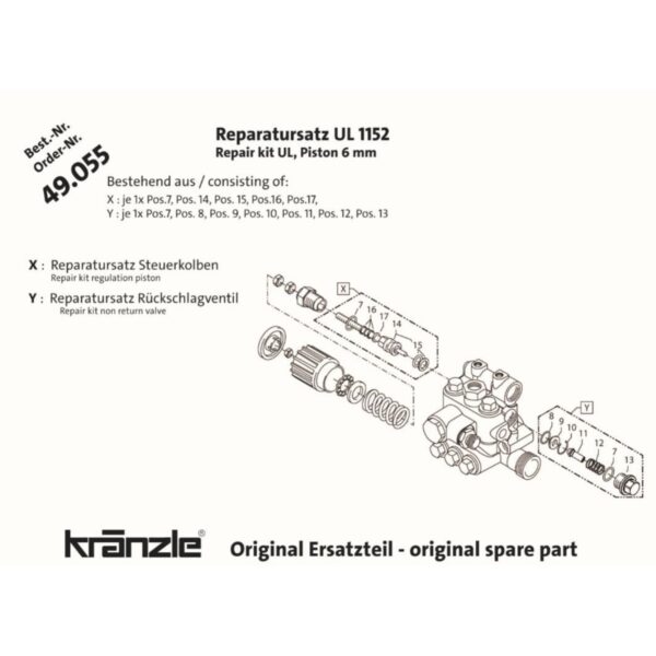 49055 - Kranzle Repair Kit Regulation Piston